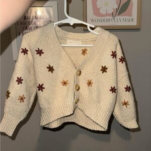 Cream Cardigan with Floral Accents